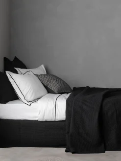 L&M Home Aspen Black Pure Cotton Quilted Pillowcases Hot