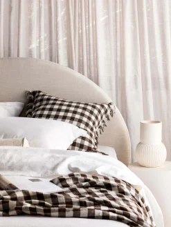 L&M Home Ava Gingham Pure Linen Throw New