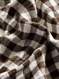 L&M Home Ava Gingham Pure Linen Throw New