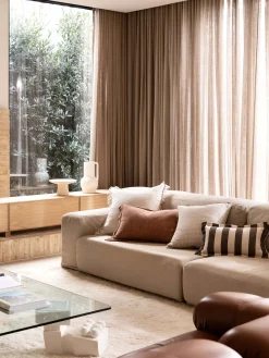 L&M Home Ava Nougat Fringed Pure Linen Cushion Cheap