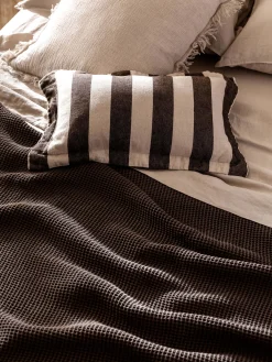 L&M Home Ava Nougat Fringed Pure Linen Cushion Cheap