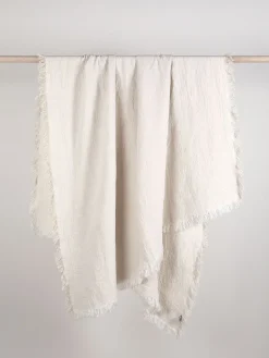L&M Home Ava Nougat Pure Linen Throw Shop