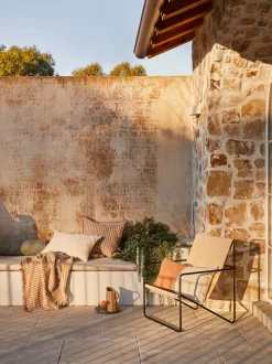 L&M Home Ava Toffee Stripe Pure Linen Cushion Store