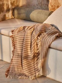 L&M Home Ava Toffee Stripe Pure Linen Throw Store
