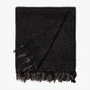 L&M Home Burton Liquorice Heavy Linen Throw New
