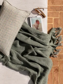 L&M Home Burton Seagrass Heavy Linen Throw Sale