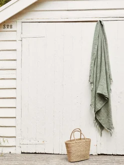 L&M Home Burton Seagrass Heavy Linen Throw Sale