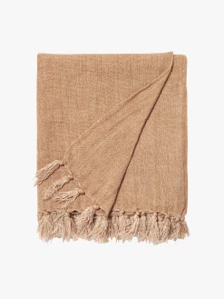 L&M Home Burton Toffee Heavy Linen Throw Outlet
