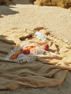 L&M Home Burton Toffee Heavy Linen Throw Outlet