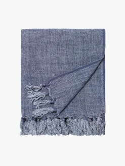 L&M Home Burton Vintage Blue Heavy Linen Throw Online