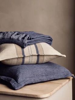 L&M Home Burton Vintage Blue Heavy Linen Throw Online