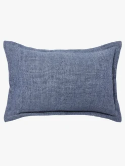 L&M Home Burton Vintage Blue Tailored Heavy Linen Rectangle Cushion Cheap