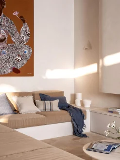 L&M Home Burton Vintage Blue Tailored Heavy Linen Cushion Discount