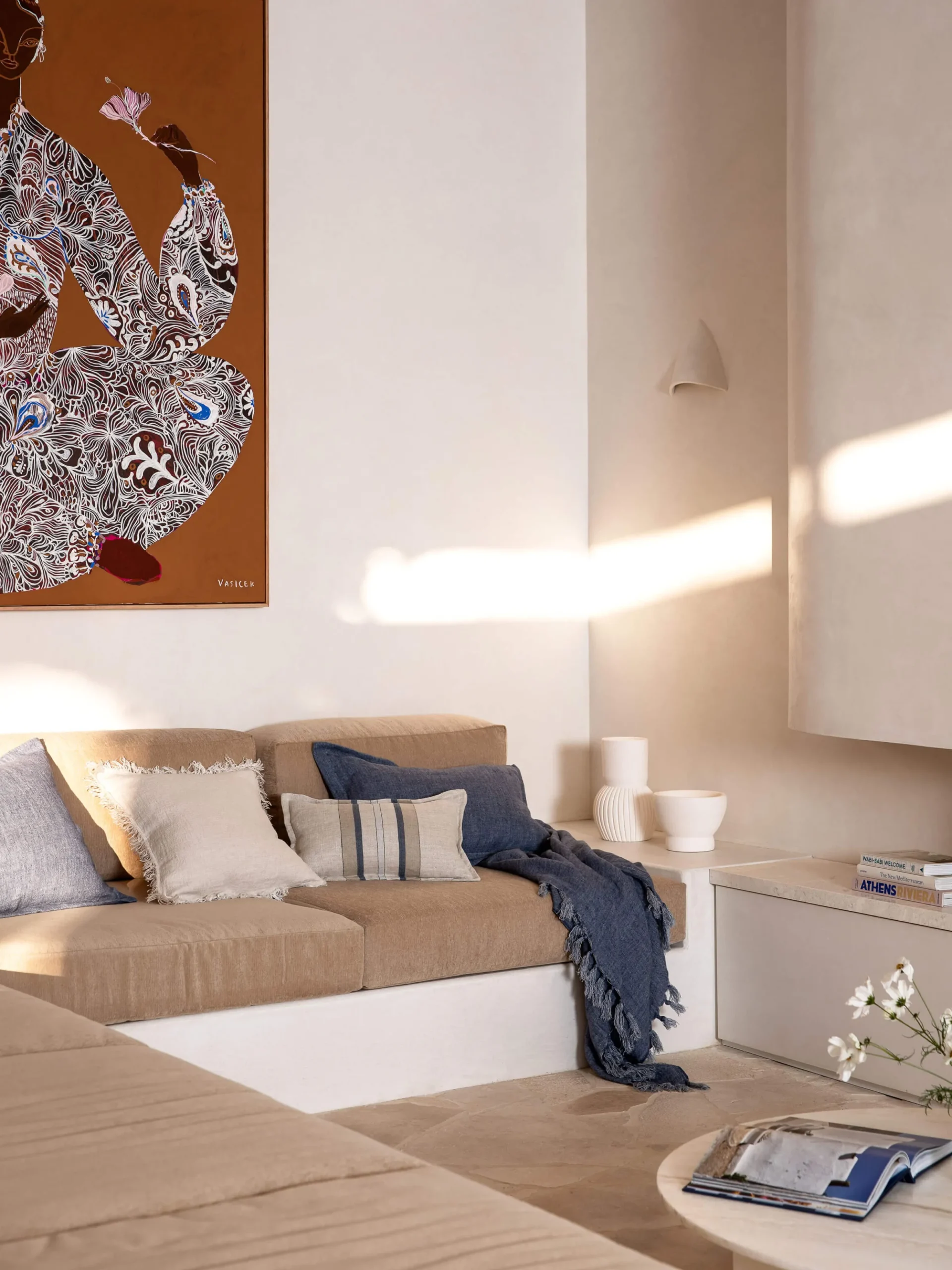 L&M Home Burton Vintage Blue Tailored Heavy Linen Cushion Discount