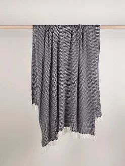 L&M Home Copenhagen Navy Pure Cashmere Throw Shop