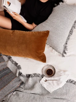 L&M Home Etro Toffee Lumbar Velvet Cushion Discount