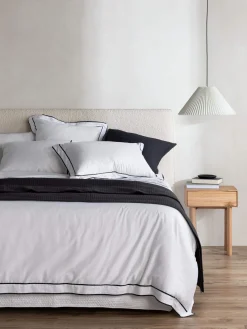 L&M Home Grosgrain Black Egyptian Cotton Tailored Pillowcases Sale