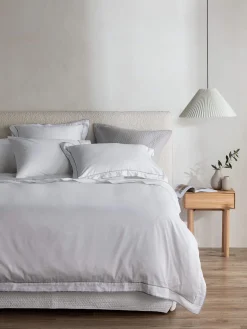 L&M Home Grosgrain Silver Egyptian Cotton Duvet Cover Set Hot