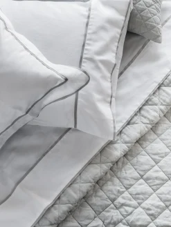 L&M Home Grosgrain Silver Egyptian Cotton Duvet Cover Set Hot