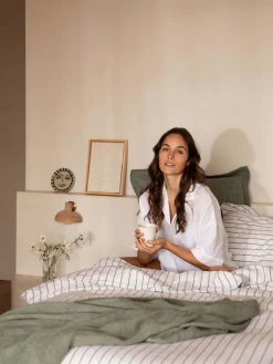 L&M Home Loft Sage Linen & Cotton Duvet Cover Set New