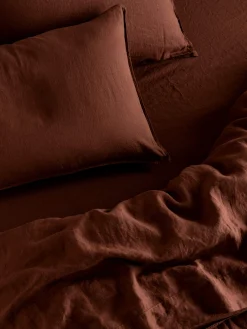 L&M Home Mondo Cinnamon Organic French Linen Pillowcases Flash Sale