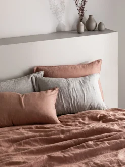 L&M Home Mondo Clay Organic French Linen Sheet Set New