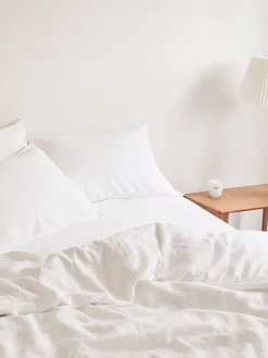 L&M Home Mondo White Organic French Linen Duvet Cover Set Outlet