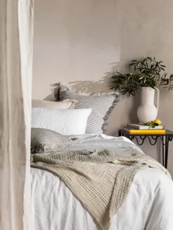 L&M Home Mondo White Organic French Linen Duvet Cover Set Outlet