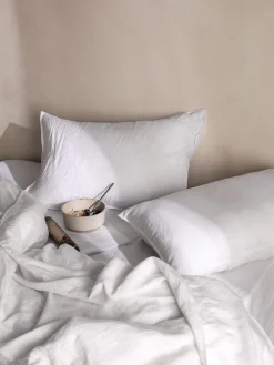 L&M Home Mondo White Organic French Linen Sheet Set Store