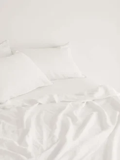 L&M Home Mondo White Organic French Linen Sheet Set Store