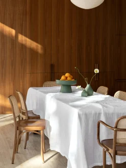 L&M Home Moss White French Linen Table Cloth Discount