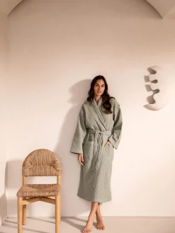 L&M Home Spa Sage Waffle Bathrobe Outlet