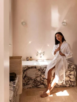 L&M Home Spa White Waffle Bathrobe New