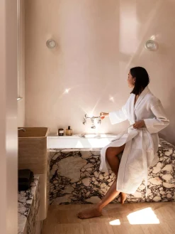 L&M Home Spa White Waffle Bathrobe New