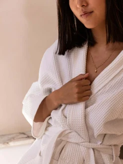 L&M Home Spa White Waffle Bathrobe New