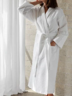 L&M Home Spa White Waffle Bathrobe New